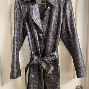 Peck & Peck Metallic Gray Trench Coat